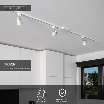 Lucide TRACK Conector en L - Sistema de carril monofásico / Iluminación con rieles - Izquierda - Blanco(Extensión)